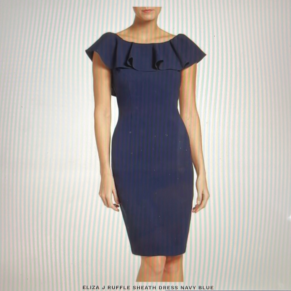 EUC-Eliza J dress Ruffle Sheath Dress. Cascading ruffles and lace back